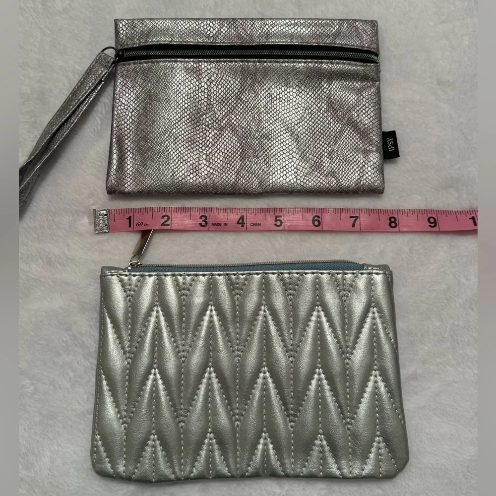 Silver Makeup Cosmetic Bag Set 2 NWOT